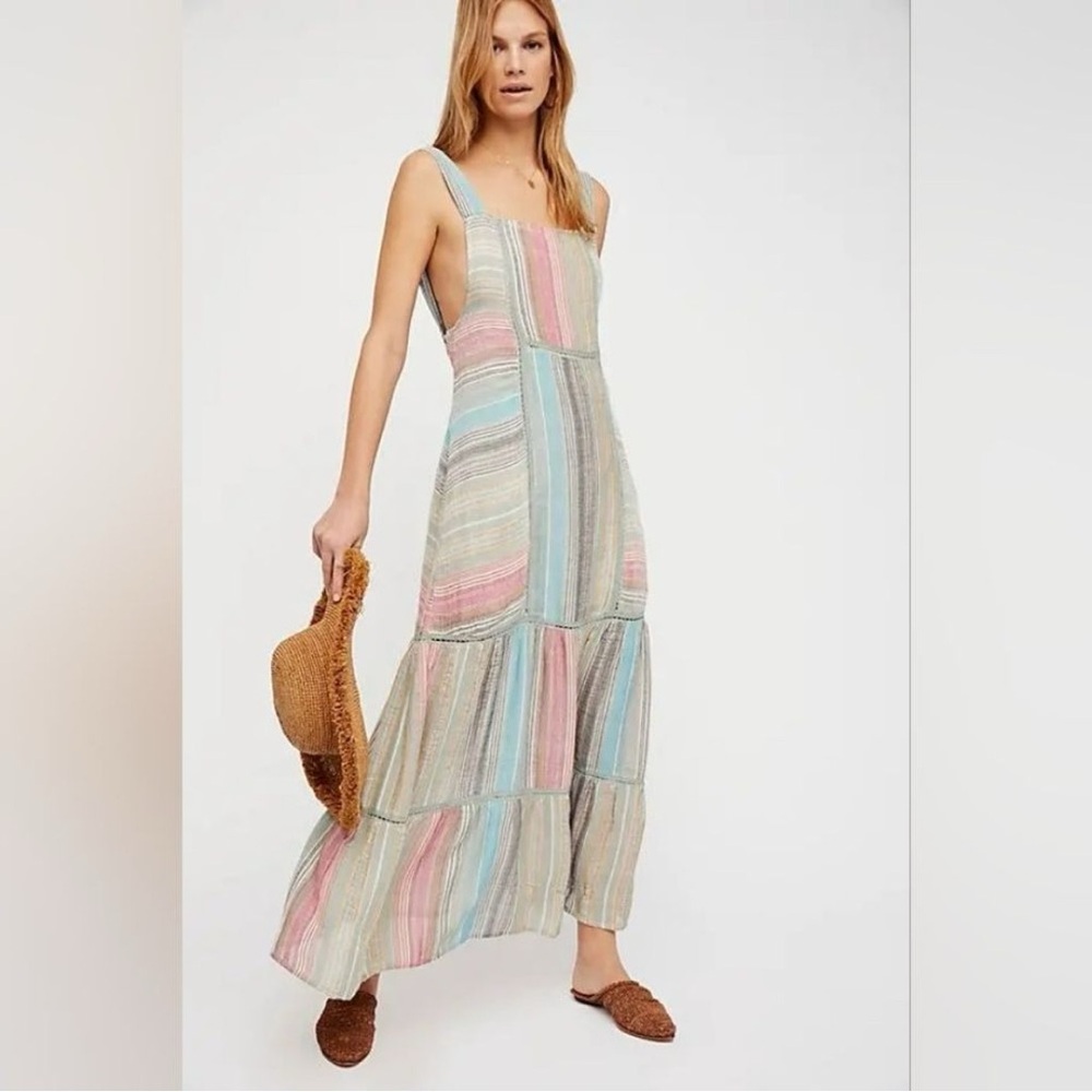 Free People Anika Textured Multicolor Dress Cottagecore XS